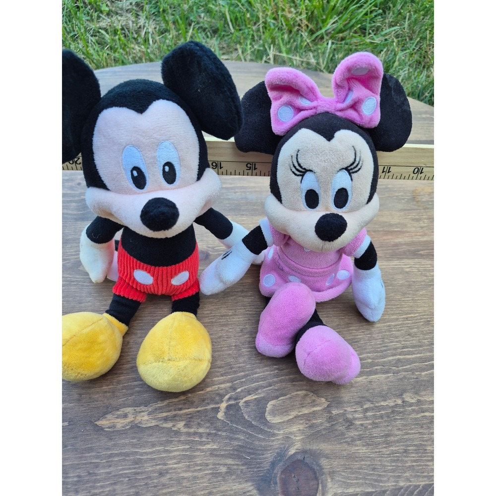 Disney Mickey and Minnie Mouse Plush Toy Set Just Play 9 Inch Classic Outfits